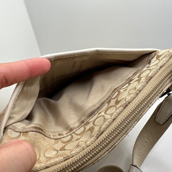 COACH Tan and Off White Signature Canvas Crossbody - Picture 10 of 12